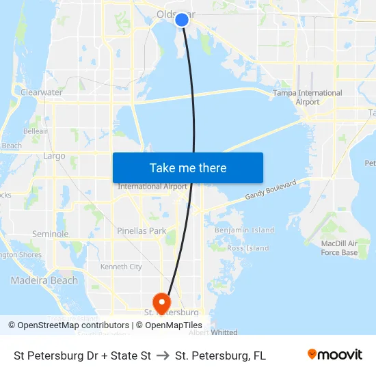 St Petersburg Dr + State St to St. Petersburg, FL map