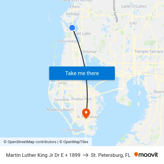 Martin Luther King Jr Dr E + 1899 to St. Petersburg, FL map