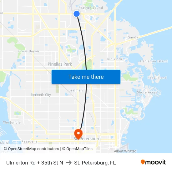 Ulmerton Rd + 35th St N to St. Petersburg, FL map