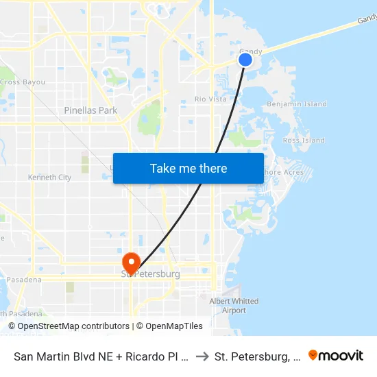 San Martin Blvd NE + Ricardo Pl NE to St. Petersburg, FL map