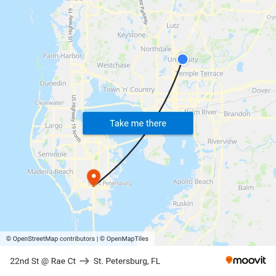 22nd St @ Rae Ct to St. Petersburg, FL map