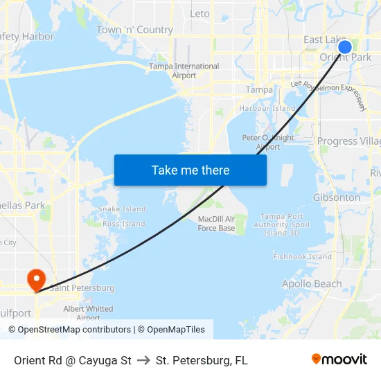 Orient Rd @ Cayuga St to St. Petersburg, FL map