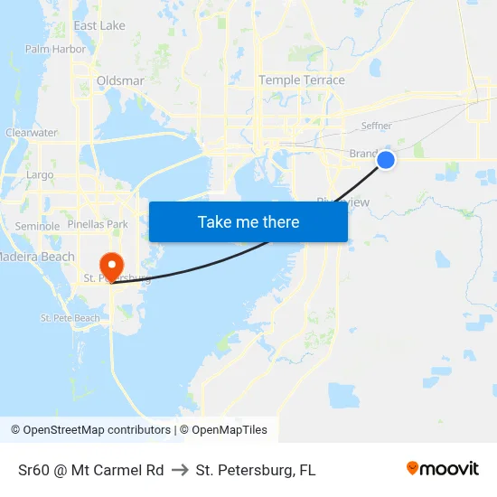 Sr60 @ Mt Carmel Rd to St. Petersburg, FL map