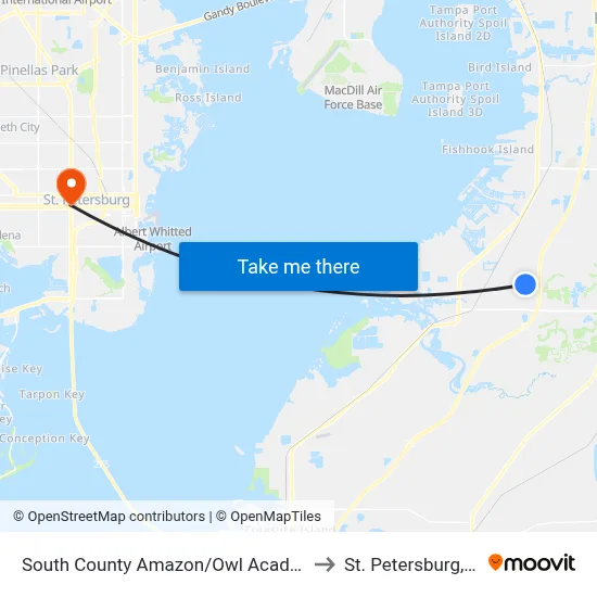 South County Amazon/Owl Academy to St. Petersburg, FL map
