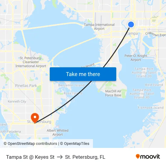 Tampa St @ Keyes St to St. Petersburg, FL map