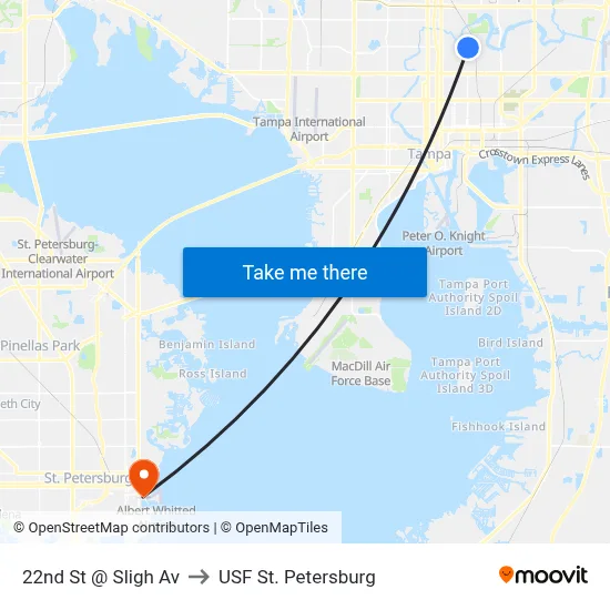 22nd St @ Sligh Av to USF St. Petersburg map