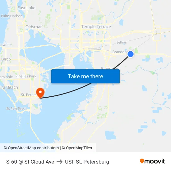 Sr60 @ St Cloud Ave to USF St. Petersburg map