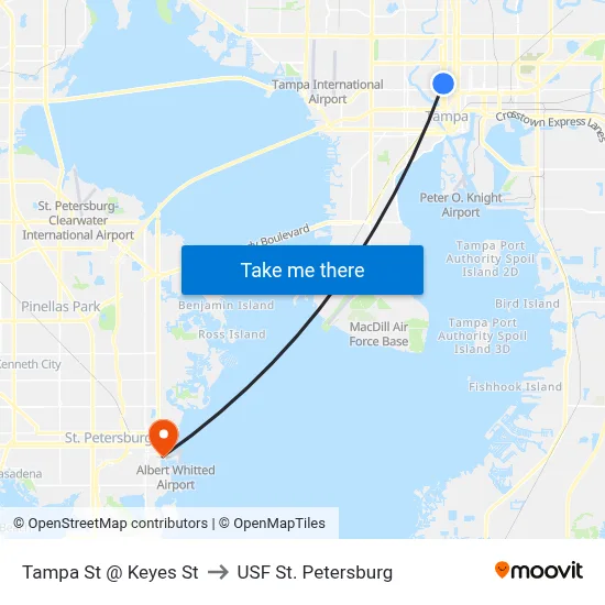 Tampa St @ Keyes St to USF St. Petersburg map