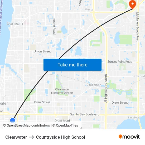Clearwater to Countryside High School map