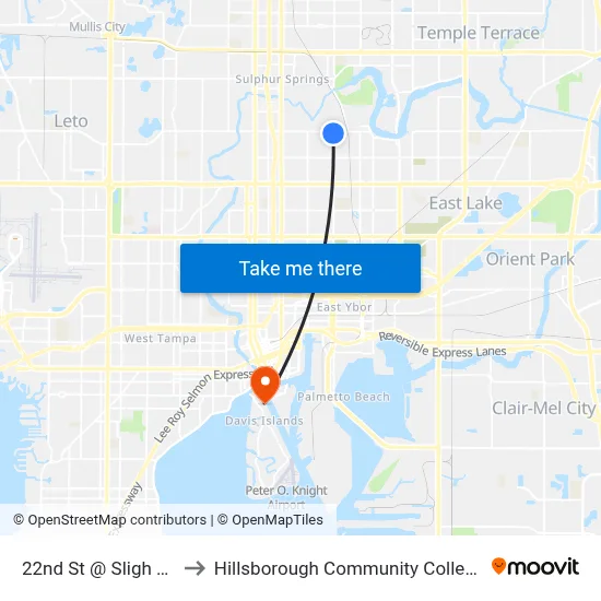 22nd St @ Sligh Av to Hillsborough Community College map
