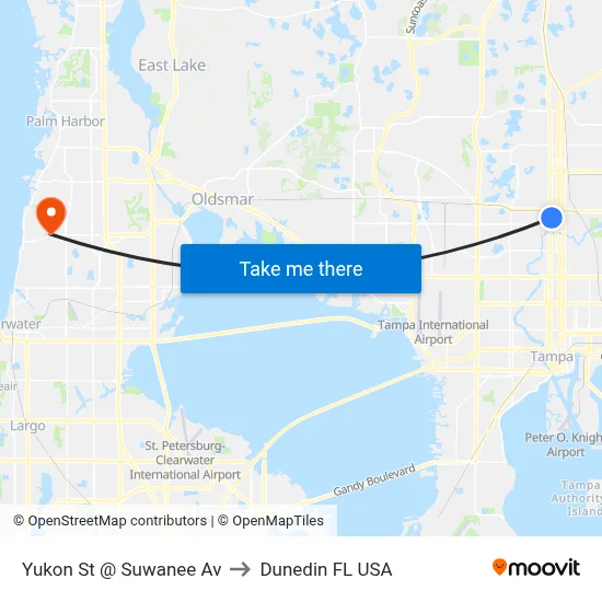 Yukon St @ Suwanee Av to Dunedin FL USA map
