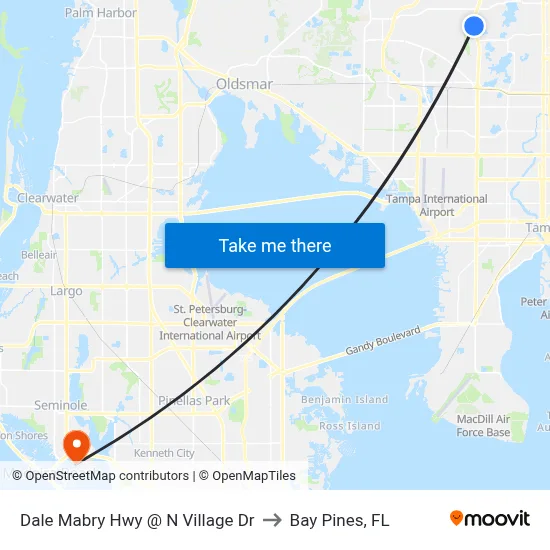 Dale Mabry Hwy @ N Village Dr to Bay Pines, FL map
