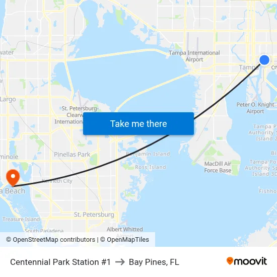 Centennial Park Station #1 to Bay Pines, FL map