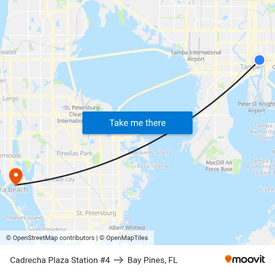 Cadrecha Plaza Station #4 to Bay Pines, FL map