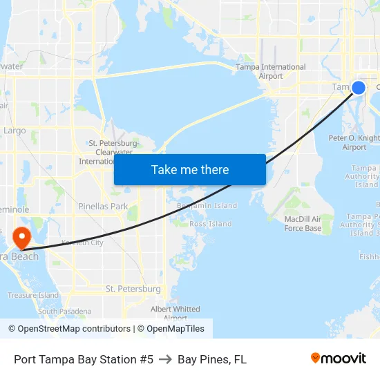 Port Tampa Bay Station #5 to Bay Pines, FL map