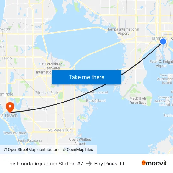 The Florida Aquarium Station #7 to Bay Pines, FL map