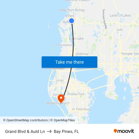 Grand Blvd & Auld Ln to Bay Pines, FL map