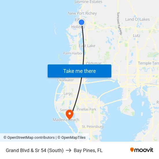 Grand Blvd & Sr 54 (South) to Bay Pines, FL map