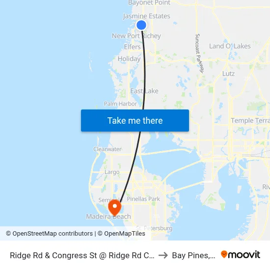 Ridge Rd & Congress St @ Ridge Rd Center to Bay Pines, FL map