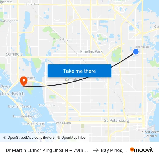 Dr Martin Luther King Jr St N + 79th Ave N to Bay Pines, FL map