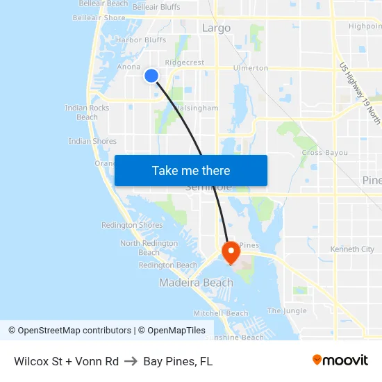 Wilcox St + Vonn Rd to Bay Pines, FL map