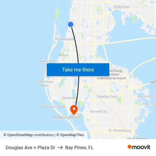 Douglas Ave + Plaza Dr to Bay Pines, FL map