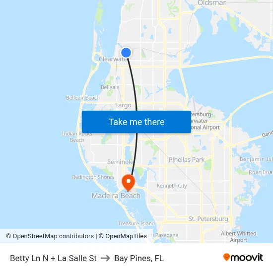 Betty Ln N + La Salle St to Bay Pines, FL map