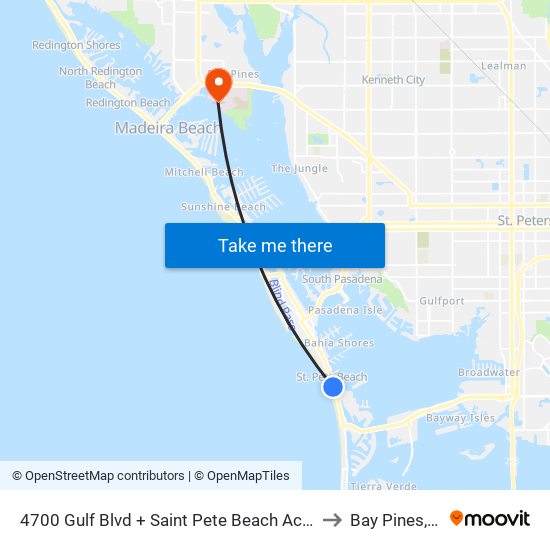 4700 Gulf Blvd + Saint Pete Beach Access to Bay Pines, FL map