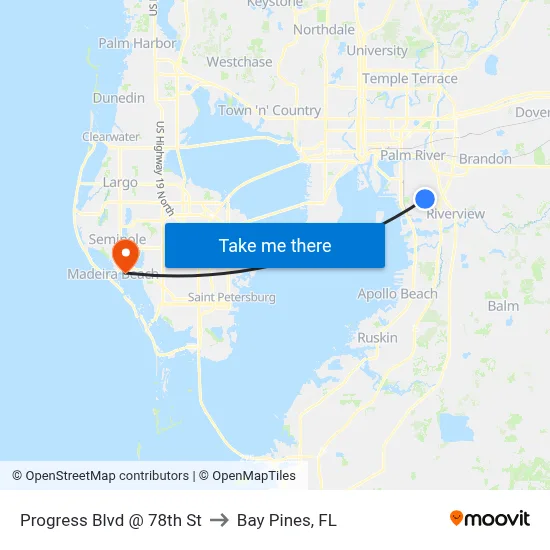 Progress Blvd @ 78th St to Bay Pines, FL map