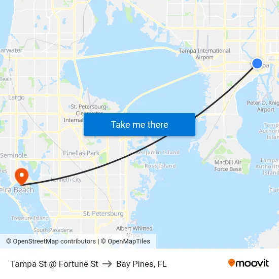Tampa St @ Fortune St to Bay Pines, FL map