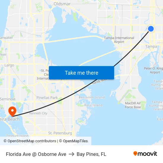 Florida Ave @ Osborne Ave to Bay Pines, FL map