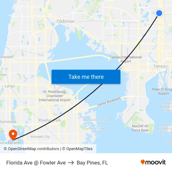 Florida Ave @ Fowler Ave to Bay Pines, FL map