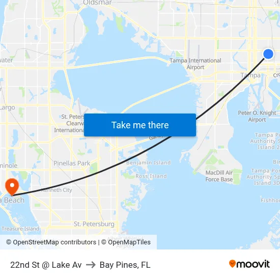 22nd St @ Lake Av to Bay Pines, FL map