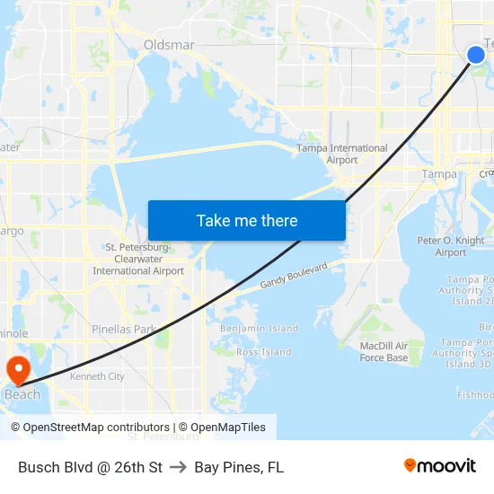 Busch Blvd @ 26th St to Bay Pines, FL map