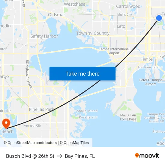 Busch Blvd @ 26th St to Bay Pines, FL map