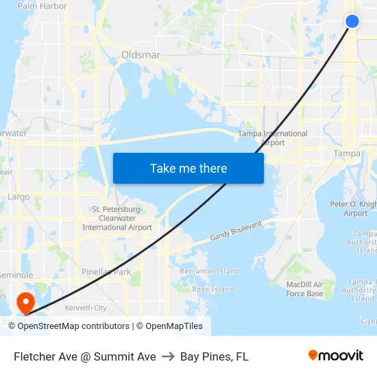Fletcher Ave @ Summit Ave to Bay Pines, FL map