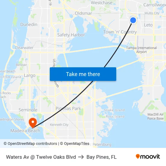 Waters Av @ Twelve Oaks Blvd to Bay Pines, FL map