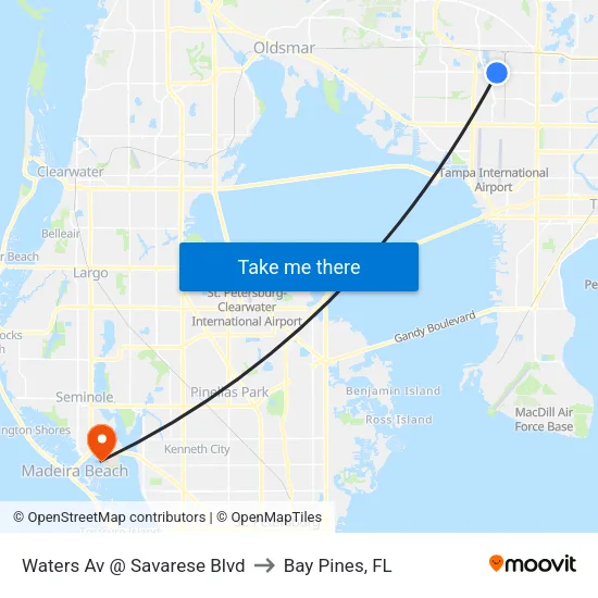 Waters Av @ Savarese Blvd to Bay Pines, FL map