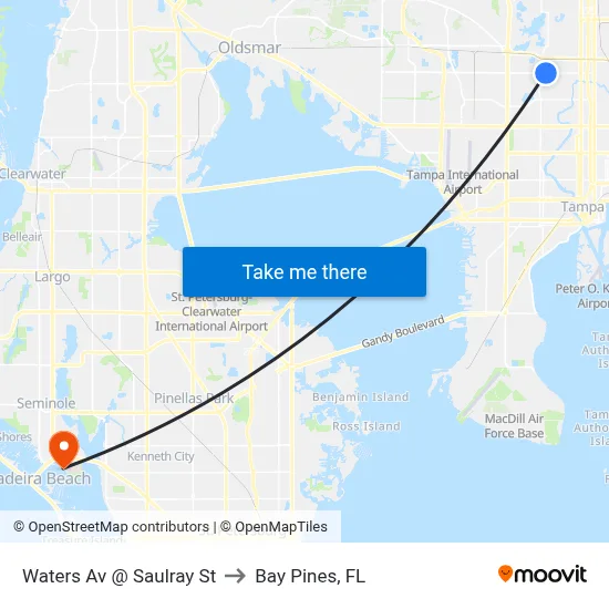 Waters Av @ Saulray St to Bay Pines, FL map