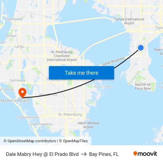 Dale Mabry Hwy @ El Prado Blvd to Bay Pines, FL map