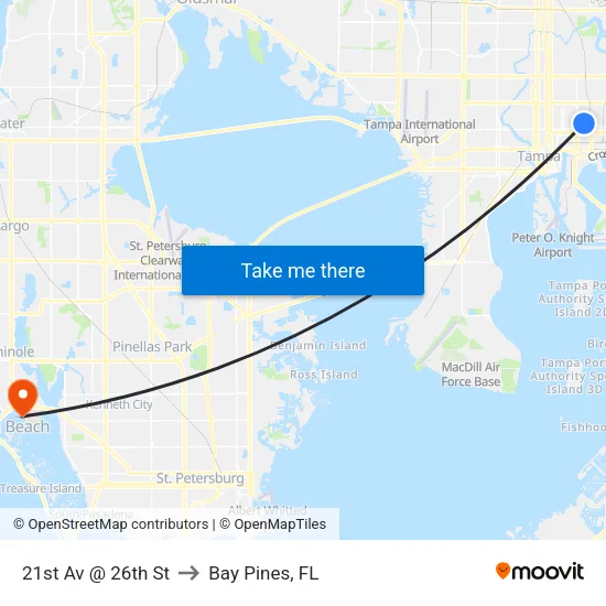 21st Av @ 26th St to Bay Pines, FL map