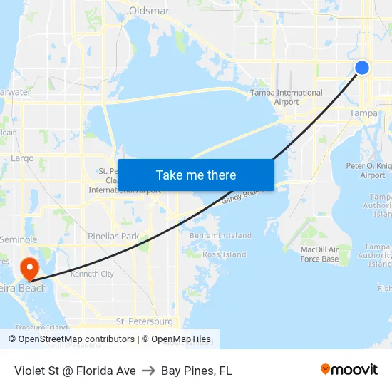 Violet St @ Florida Ave to Bay Pines, FL map