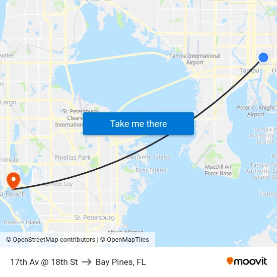 17th Av @ 18th St to Bay Pines, FL map
