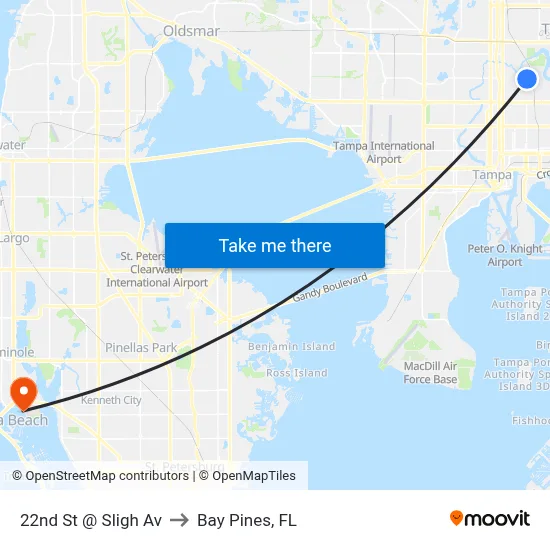22nd St @ Sligh Av to Bay Pines, FL map