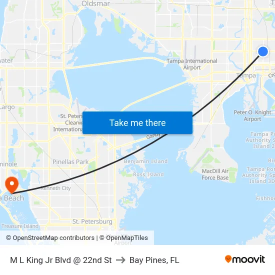 M L King Jr Blvd @ 22nd St to Bay Pines, FL map