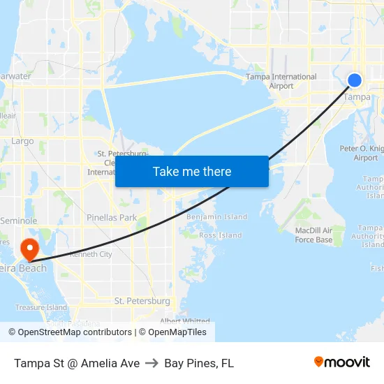 Tampa St @ Amelia Ave to Bay Pines, FL map