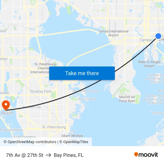 7th Av @ 27th St to Bay Pines, FL map