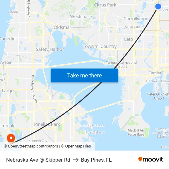 Nebraska Ave @ Skipper Rd to Bay Pines, FL map