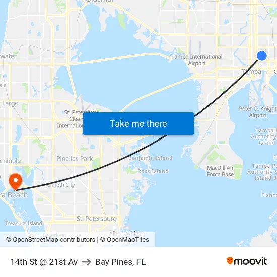 14th St @ 21st Av to Bay Pines, FL map