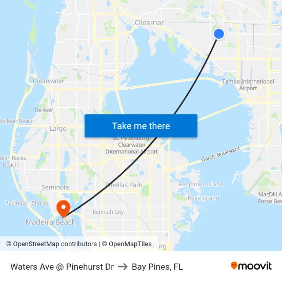 Waters Ave @ Pinehurst Dr to Bay Pines, FL map